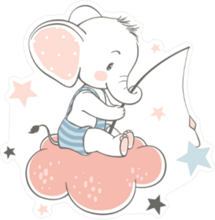 Baby Elephant Fishing for Stars on a Cloud Sticker