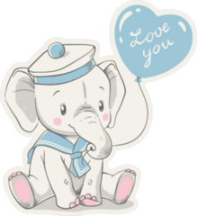 Baby Elephant In A Sailor Costume Sticker