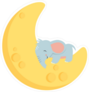 Baby Elephant on Crescent Moon Sticker