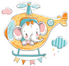 Baby Elephant on Helicopter Sticker