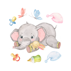 Baby Elephant Watercolor Sticker
