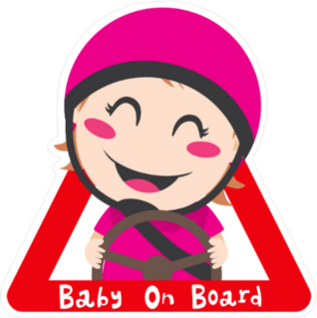 Baby Girl On Board Red Triangle Road Safety Sticker