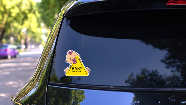Baby Girl On Board Sticker on a Rear Car Window (New) example