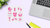 Baby Girl Sticker Sheet on a Desk (New) example