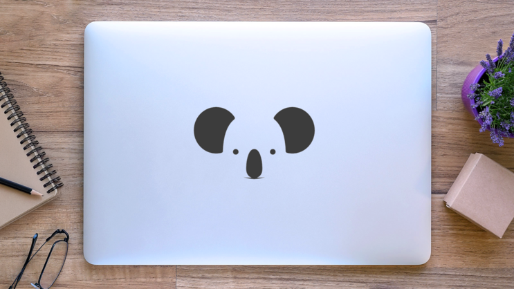 Baby Koala Face Sticker on a Laptop (New) example