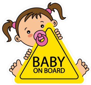 Baby On Board Pig Tail Girl Sticker