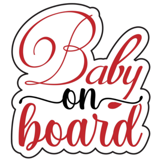 Baby On Board Red Typography Sticker