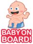 Baby On Board Sign, Car Sticker, A Little Boy Isolated On A Background