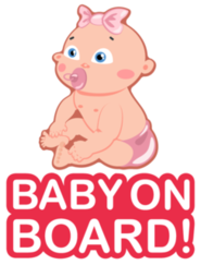 Baby On Board Sign. Car Sticker Girl
