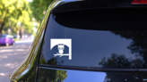 Baby Owl In Tree Sticker on a Rear Car Window (New) example