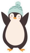 Baby Penguin Standing In Woolen Colorful Bobble Hat Sticker