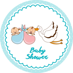 Baby Shower Blue Stork Sticker