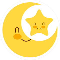 Baby Shower Moon And Star Cartoon Sticker