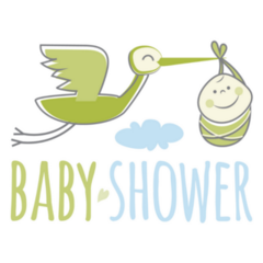 Baby Shower Stork Blue & Green Sticker