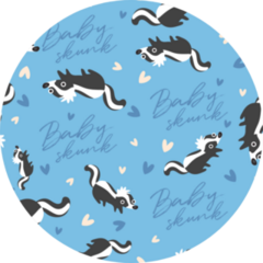 Baby Skunk Seamless Pattern On Blue Sticker