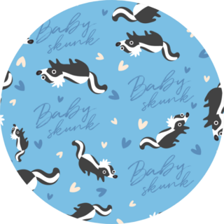 Baby Skunk Seamless Pattern On Blue Sticker