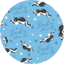 Baby Skunk Seamless Pattern On Blue Sticker