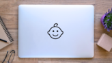Baby Vector Line Icon Sticker on a Laptop (New) example