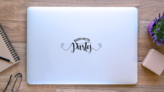 Bachelorette Party - Hand Lettering Sticker on a Laptop (New) example