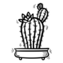 Back and White Cactus Illustration Sticker