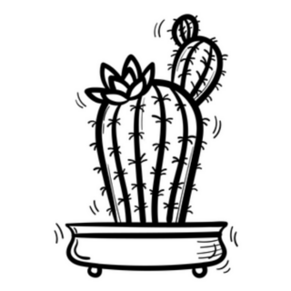 Back and White Cactus Illustration Sticker