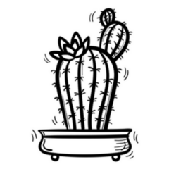 Back and White Cactus Illustration Sticker