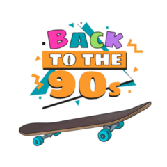 Back To The 90s Skateboard Poster Sticker