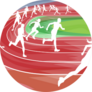 Background Of Runners Sprinting In A Race Around The Track Sticker