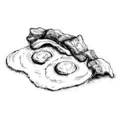 Bacon And Fried Eggs English Breakfast Sketch Sticker