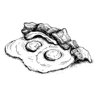 Bacon And Fried Eggs English Breakfast Sketch Sticker