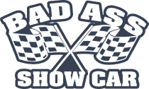 Bad Ass Show Car With Checkered Flags Sticker