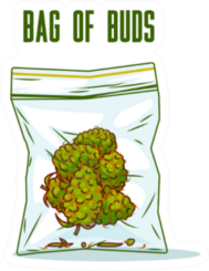 Bag Of Buds Marijuana Cartoon Sticker