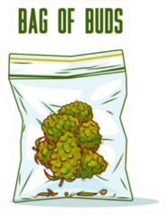 Bag Of Buds Marijuana Cartoon Sticker