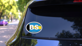 Bahamas Bs Flag Oval Sticker on a Rear Car Window (New) example
