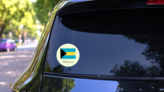 Bahamas Circle Doodle Sticker on a Rear Car Window (New) example