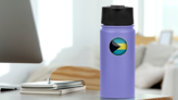 Bahamas Flag Circle Sticker on a Water Bottle (New) example