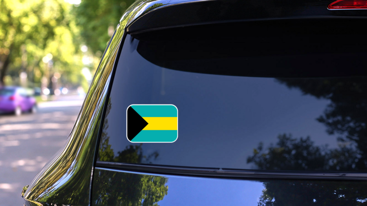 Bahamas Flag Icon Sticker on a Rear Car Window (New) example