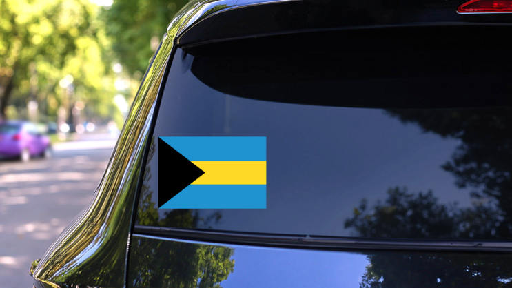 Bahamas Flag Sticker on a Rear Car Window (New) example