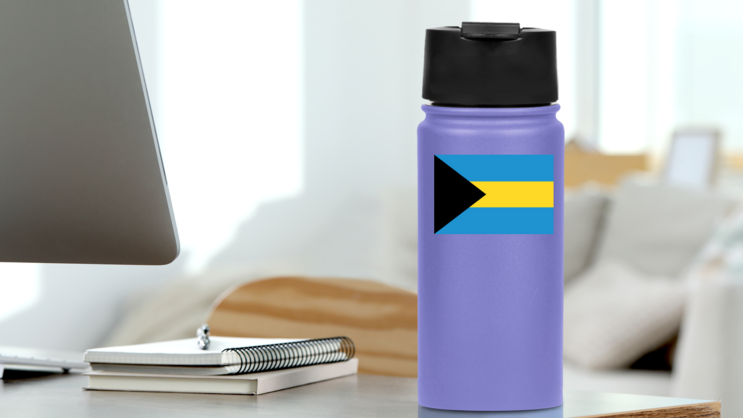 Bahamas Flag Sticker on a Water Bottle (New) example