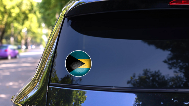 Bahamas Round Sticker on a Rear Car Window (New) example