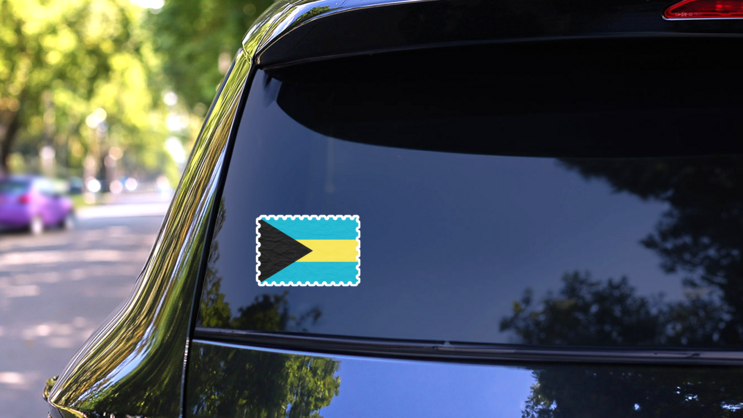 Bahamas Stamp Sticker on a Rear Car Window (New) example