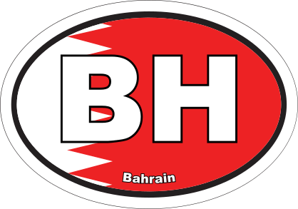 Bahrain Bh Flag Oval Sticker