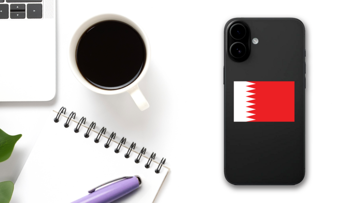 Bahrain Country Flag Sticker on a Phone (New) example
