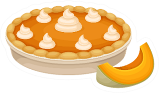 Baked Pumpkin Pie With Whipped Cream Cartoon Sticker