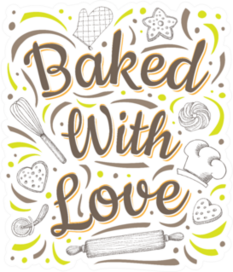 Baked With Love Illustrated Sticker