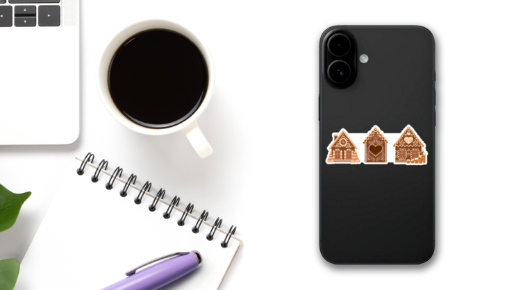 Bakery Houses. Christmas Gingerbread Cookies Stickers on a Phone (New) example