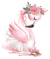 Ballet Girl Baby Flamingo With Flowers Sticker