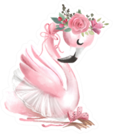Ballet Girl Baby Flamingo With Flowers Sticker