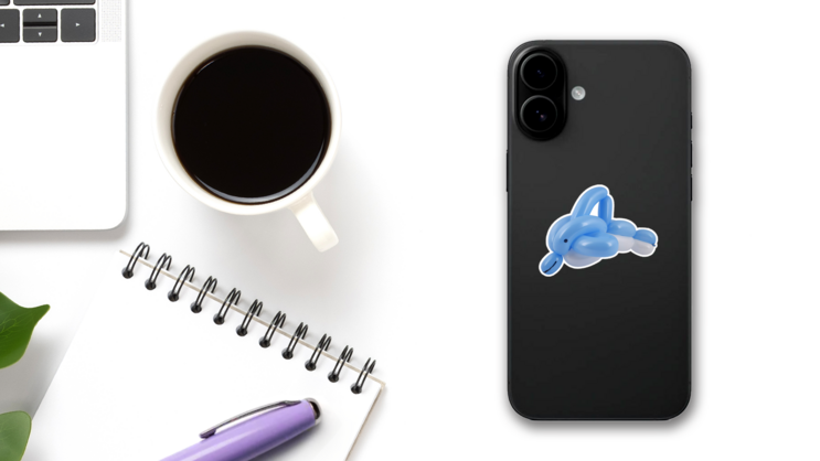 Balloon Dolphin Sculpture Sticker on a Phone (New) example