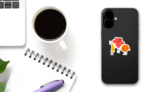Banana And Orange With Hearts Sticker on a Phone (New) example